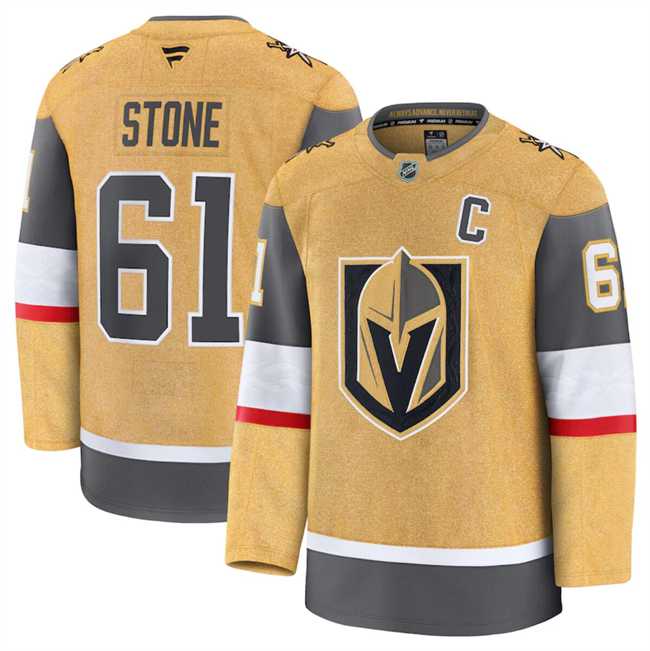 Mens Vegas Golden Knights #61 Mark Stone Gold 2024-25 Home Stitched Hockey Jersey Dzhi